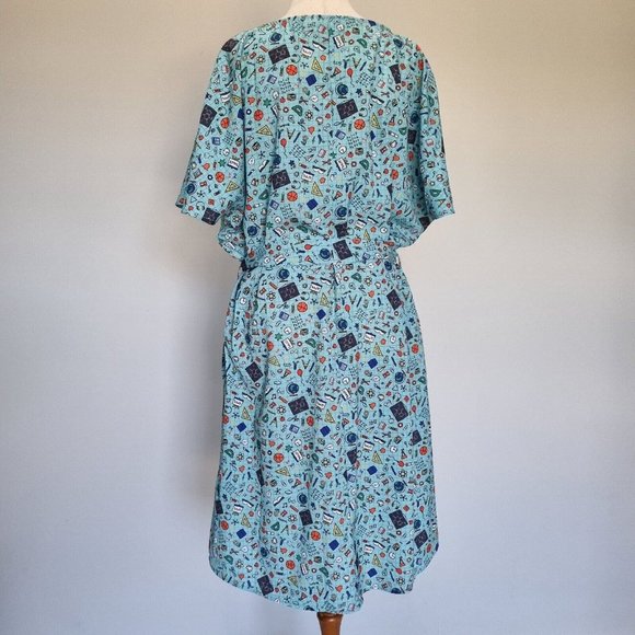 Lorraine LPD Multicolour Teacher Print Shift Dress with Belt Size 14 - Picture 2 of 10